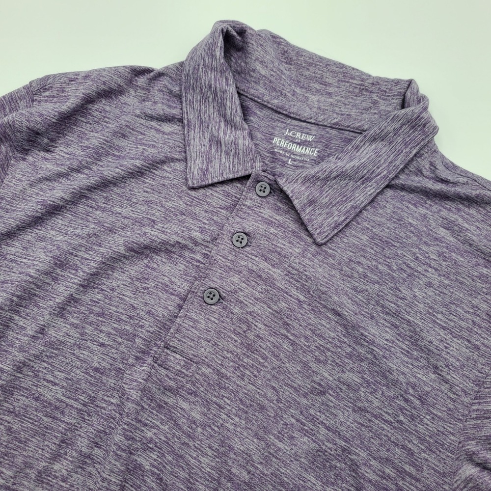 J. Crew Performance Mens Large Purple Heather Space Dye Short Sleeve Polo Shirt